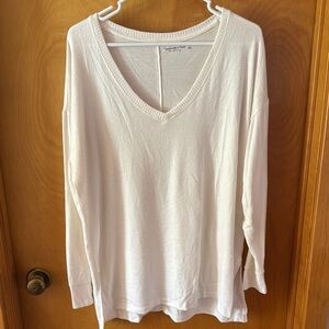 A&F Women's Cream V-Neck Top